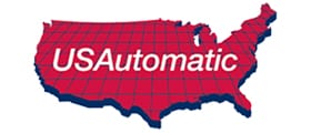 USA Automatic logo featuring a red map of the United States with the text "USAutomatic" in white, representing security and fencing solutions.